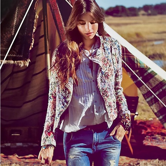 Free People Floral Tapestry Moto Jacket - Picture 9 of 9